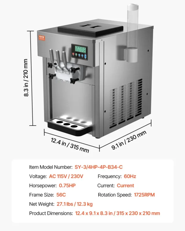 Pehme jäätise masin 19,9 L/h, 1800 W