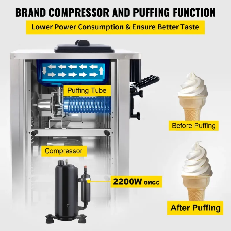 Pehme jäätise masin 2200 W, 28,0 L