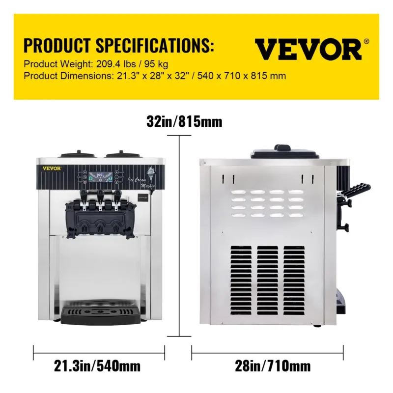 Pehme jäätise masin 2200 W, 28,0 L