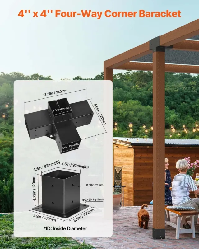 Pergola kronsteinikomplekt, 10,2 x 10,2 cm, 2 tk