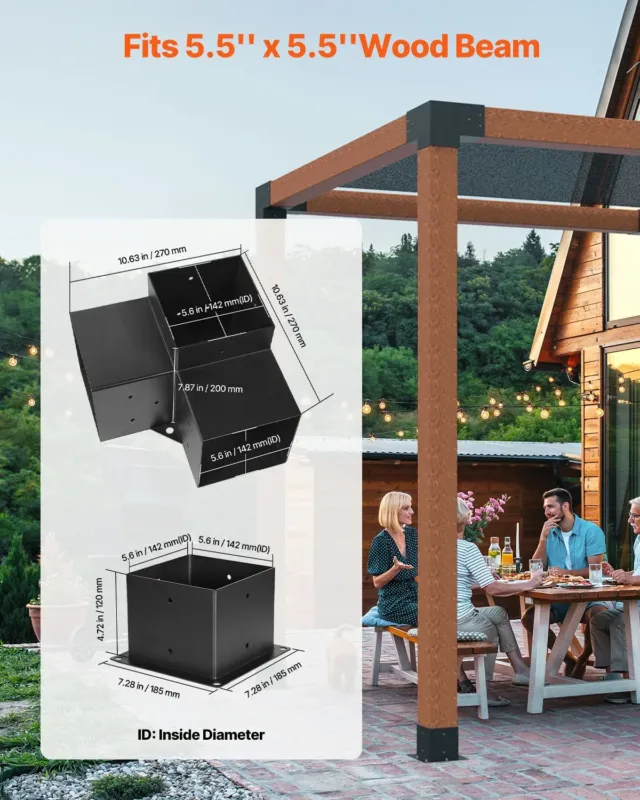 Pergola kronsteinikomplekt, 15,2 x 15,2 cm, 142 x 142 mm