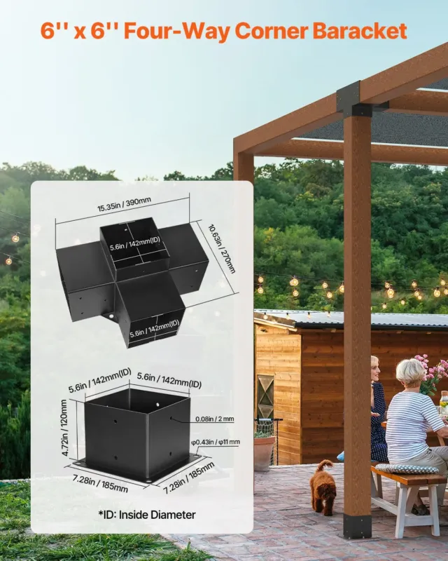 Pergola kronsteinikomplekt, 15,2 x 15,2 cm, 142 x 142 mm