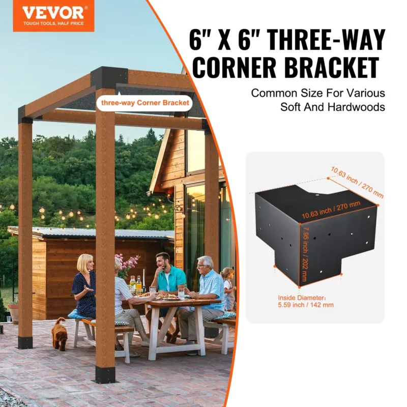 Pergola kronsteinikomplekt 6''x6'' (sisuse suurus 5,6x5,6), 4 tk, 15,2 x 15,2 cm