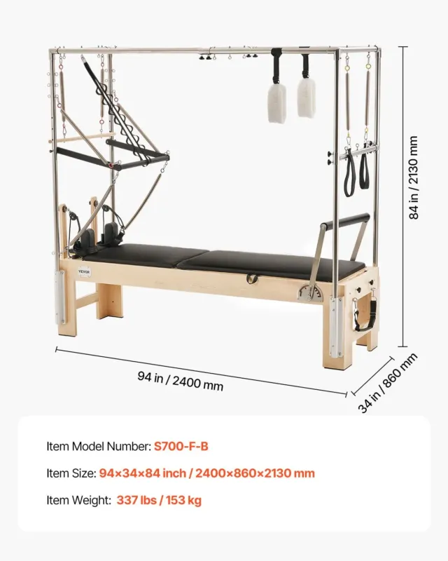 Pilatese reformer, 181 kg, 2400 x 860 x 2130 mm