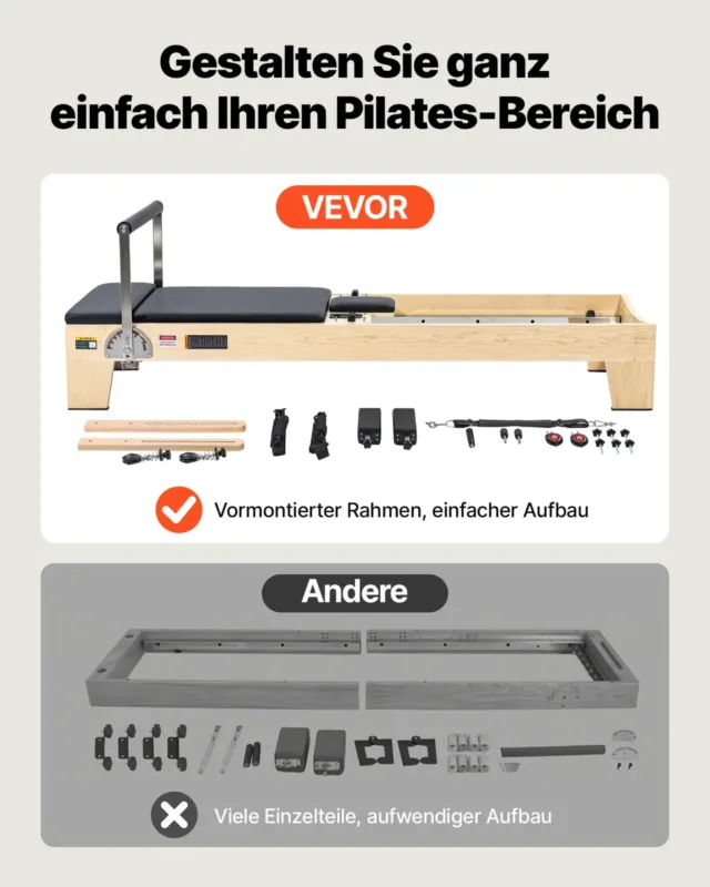 Pilatese reformermasin, 181 kg, 2380 x 735 x 925 mm