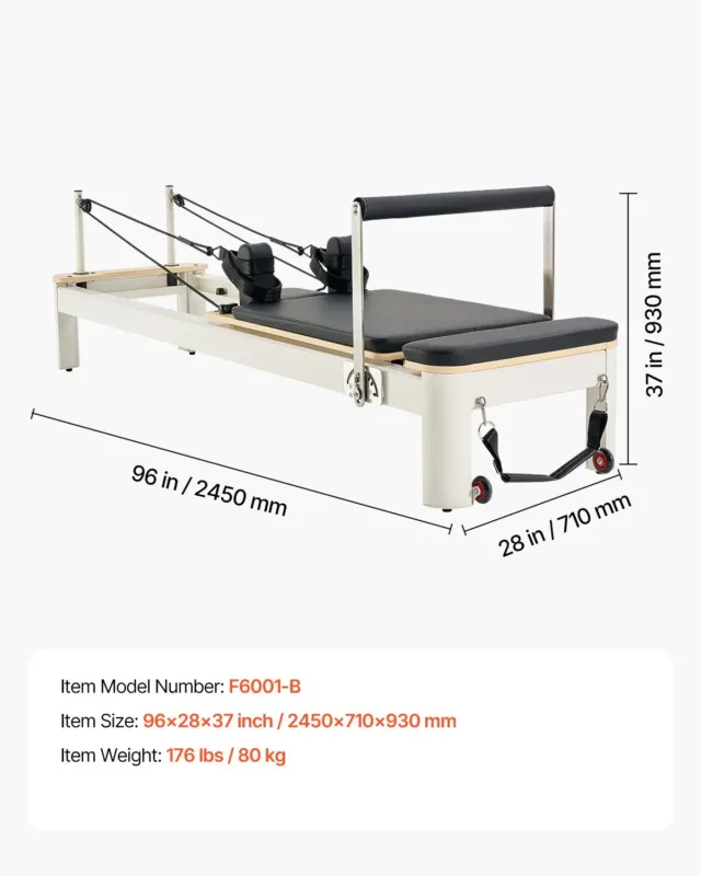 Pilatese reformermasin, 181 kg, 2450 x 710 x 930 mm