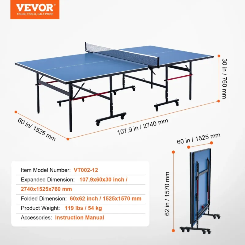 Pingpongilaud, 12 mm, 5,08 cm