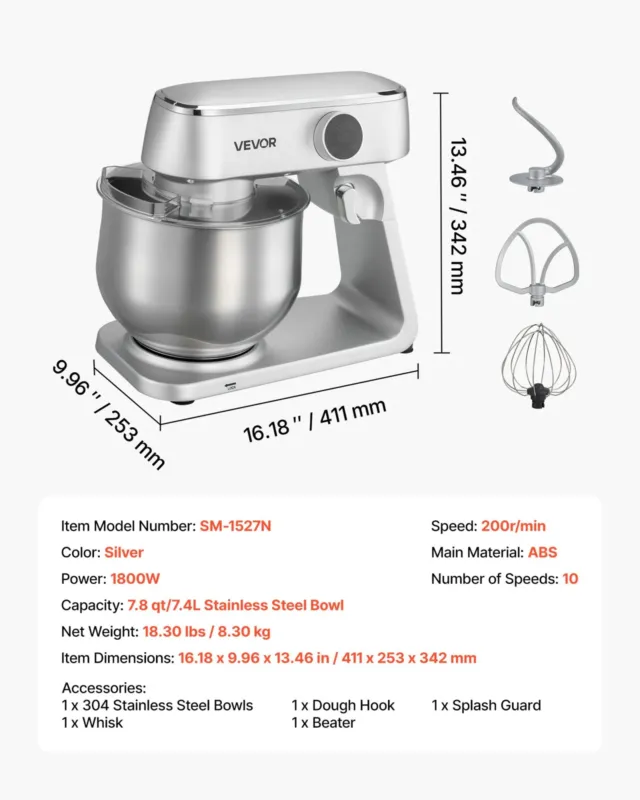 Planetaarmikser 7,4 L, 1800 W