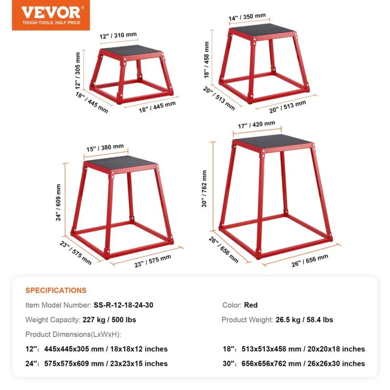 Plyomeetrilised hüppekastid, 2,03 cm, 227 kg