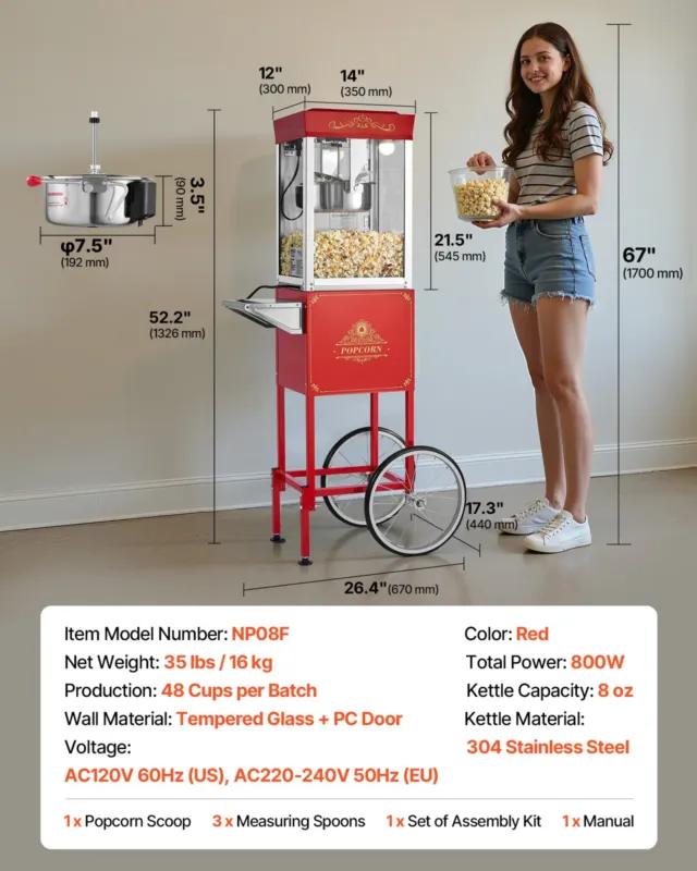 Popkornimasin 0,2 kg, 800 W
