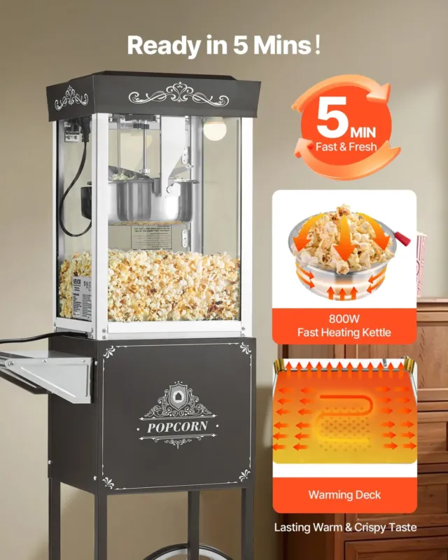 Popkornimasin 0,2 kg, 800 W, must