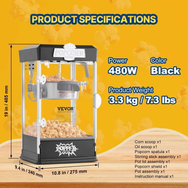 Popkornimasin 480 W, 113 g