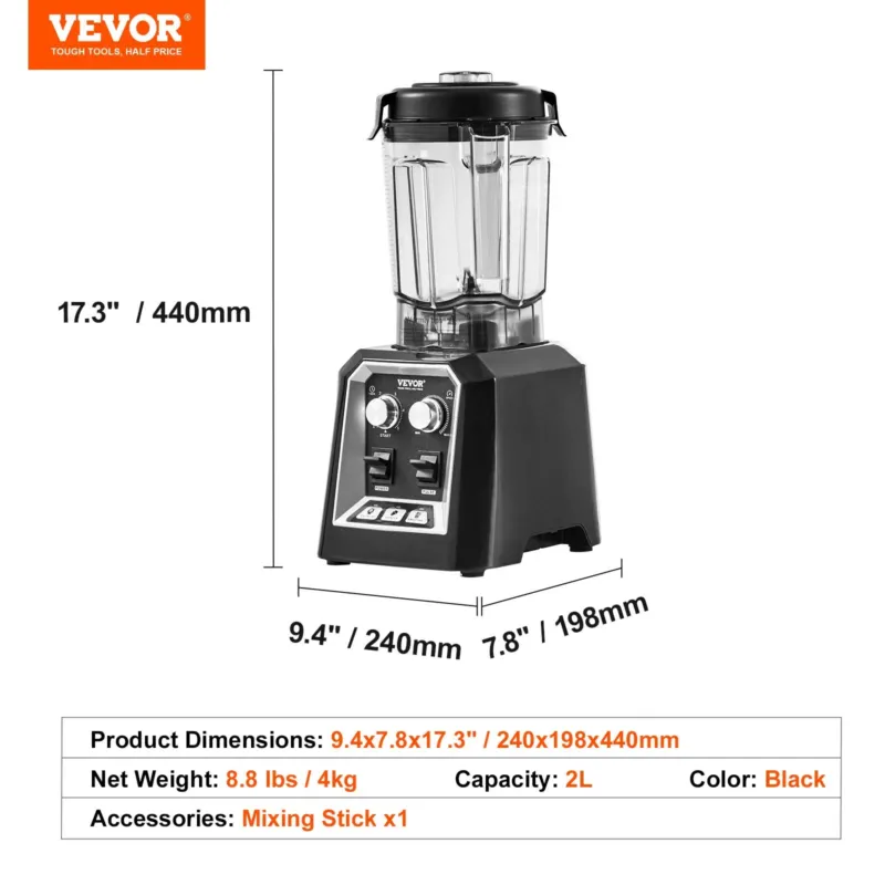 Professionaalne blender 2 L, 3 funktsiooni