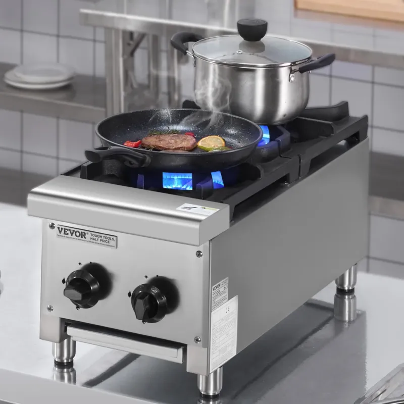 Professionaalne gaasipliit 2 põletiga, 14 kW
