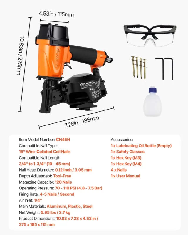Professionaalne katusenaelapüstol CN45N, 19 mm, 120 tk