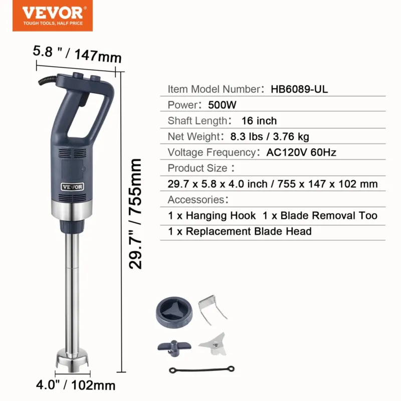 Professionaalne saumikser 500 W, 40,6 cm