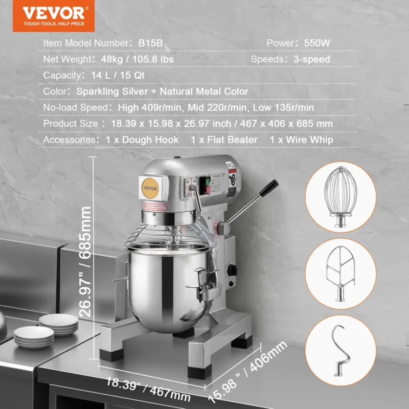 Professionaalne toidumikser 14 L, 550 W