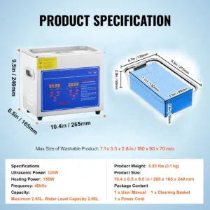 Professionaalne ultrahelipuhasti, 2,85 L — pilt 7