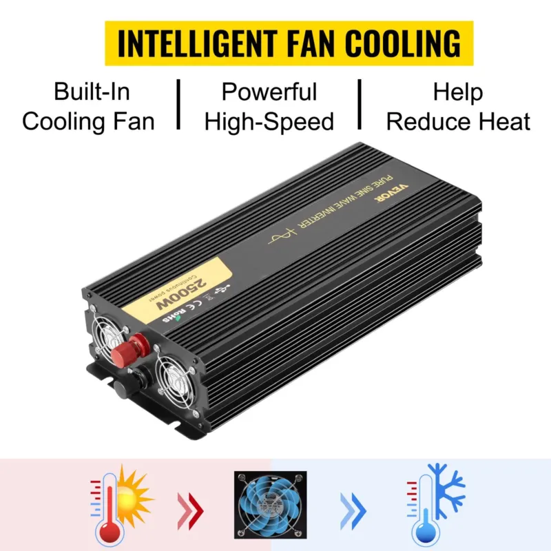 puhta siinuslaine inverter 2500W võimsusmuundur DC 12V AC 230V