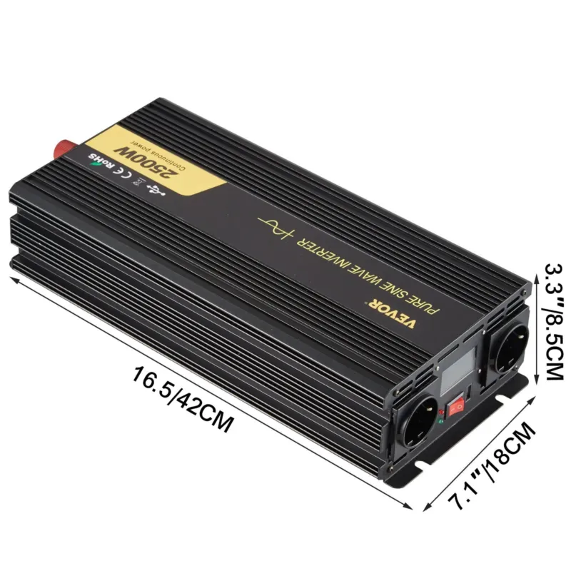 puhta siinuslaine inverter 2500W võimsusmuundur DC 12V AC 230V