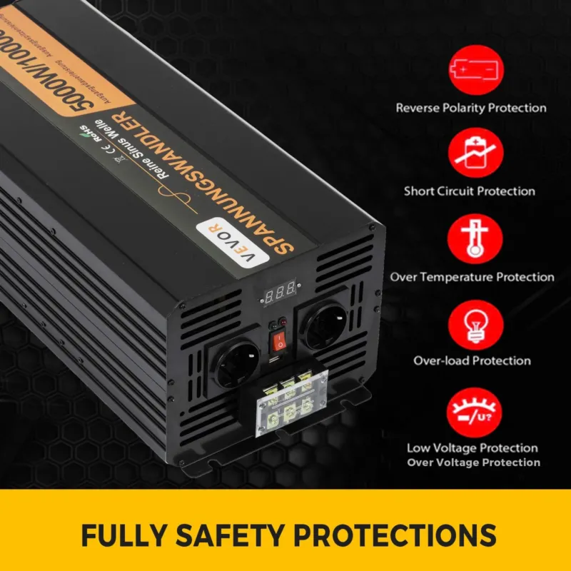 puhta siinuslaine võimsusmuundur 5000W 24V DC kuni 230V AC 50Hz