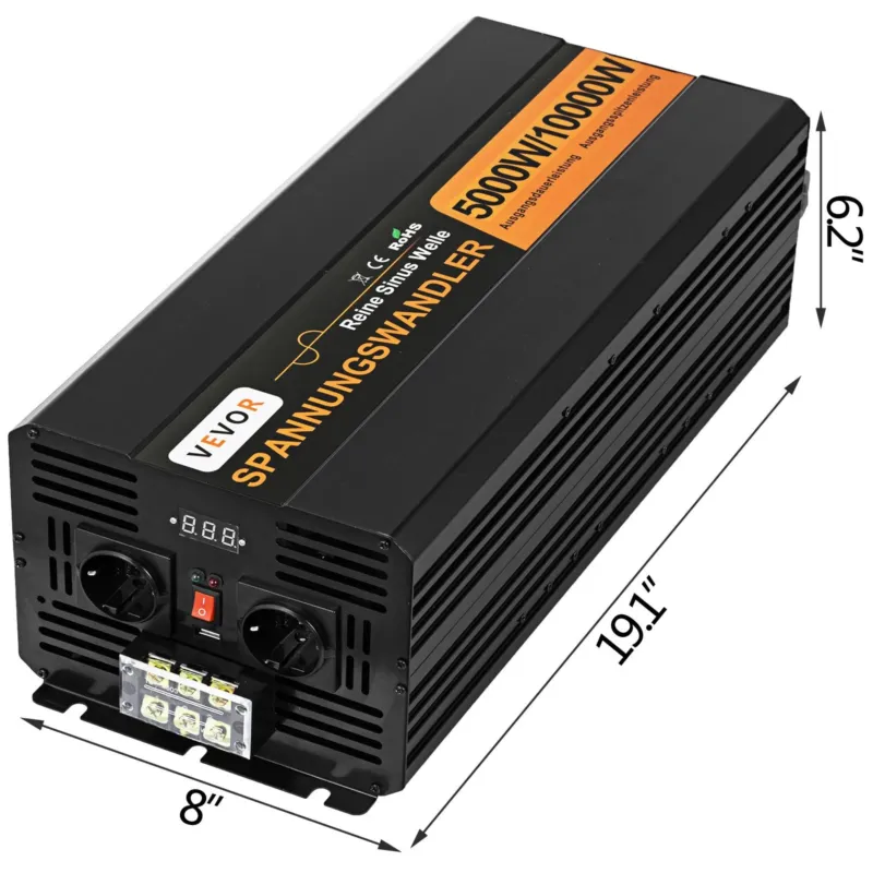 puhta siinuslaine võimsusmuundur 5000W 24V DC kuni 230V AC 50Hz