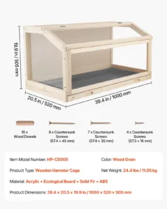 Puidust hamstripuur 1000 x 520 x 505 mm 270° vaatega hamstri elupaik — pilt 7