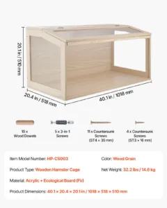 Puidust hamstripuur 1018 x 518 x 510 mm 270° vaatega hamstri elupaik — pilt 7