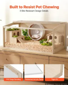 Puidust hamstripuur 1220 x 510 x 510 mm 270° vaatega hamstri elupaik — pilt 3