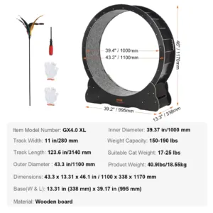 Puidust kassi treeningratas, 110 cm, 12 mm — pilt 7