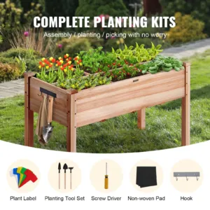Puidust kõrgpeenar lillekastiga 120 x 58 x 76 cm lill — pilt 3