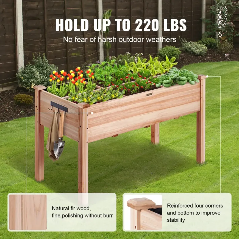 puidust kõrgpeenar lillekastiga 120 x 58 x 76 cm lill
