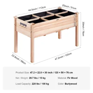 Puidust kõrgpeenar lillekastiga 120 x 58 x 76 cm lill — pilt 7