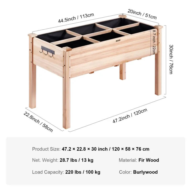 puidust kõrgpeenar lillekastiga 120 x 58 x 76 cm lill