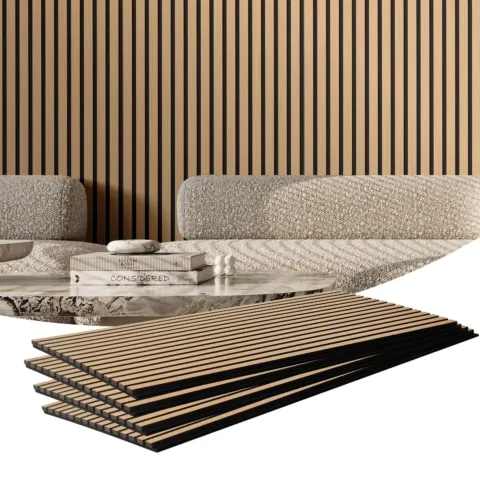 Puitliistudega akustilised paneelid, 59,9 x 120 cm, 4 tk