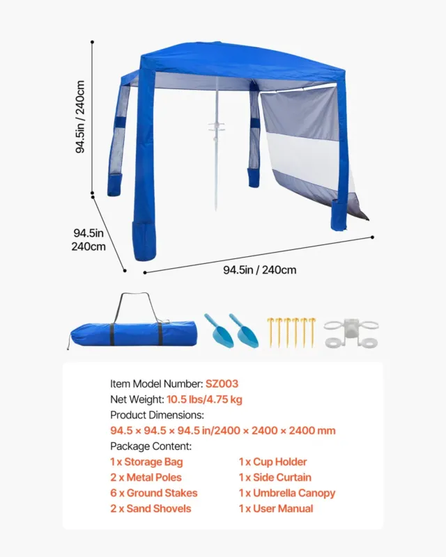 Rannakabana, 2,4 x 2,4 m, 2400 x 2400 x 2400 mm