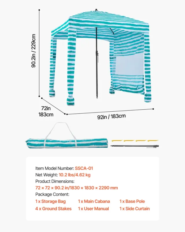 Rannakabiin, 1,83 x 1,83 m, 140 g