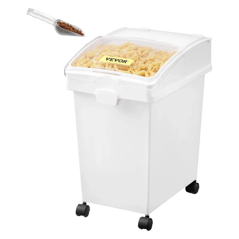 Ratastel jahu- ja toiduainete mahuti 3 x 25 L, kaanega