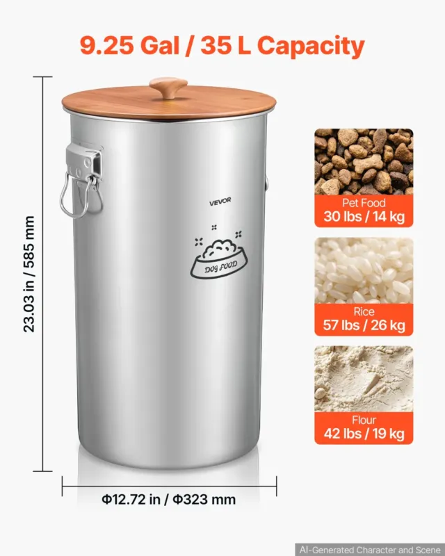 Ratastel toiduainete mahuti 14 kg, 35 L