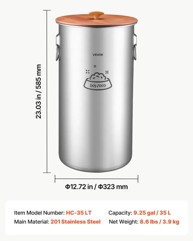 Ratastel toiduainete mahuti 14 kg, 35 L