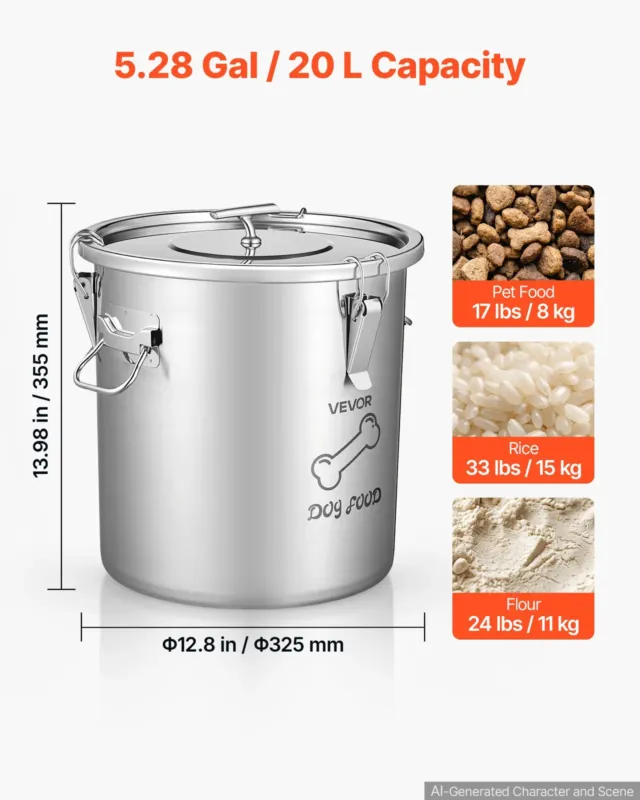 Ratastel toiduainete mahuti 8 kg, 20 L