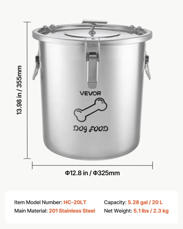 Ratastel toiduainete mahuti 8 kg, 20 L