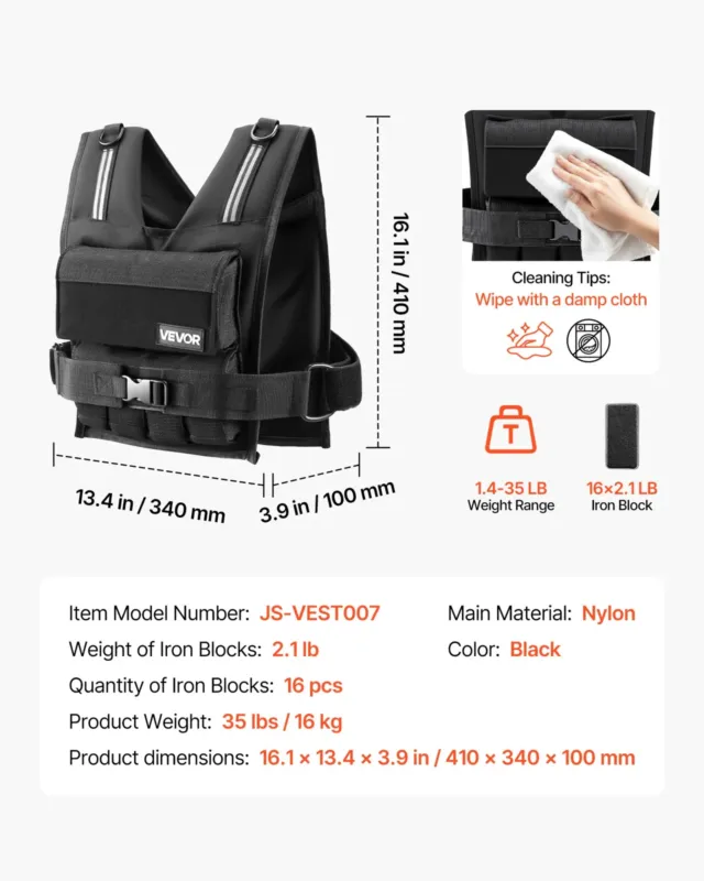 Reguleeritav raskusvest, 0,64 kg, 16 tk