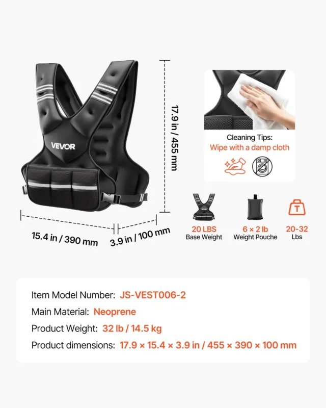 Reguleeritav raskusvest, 14,5 kg, 455 x 390 x 100 mm