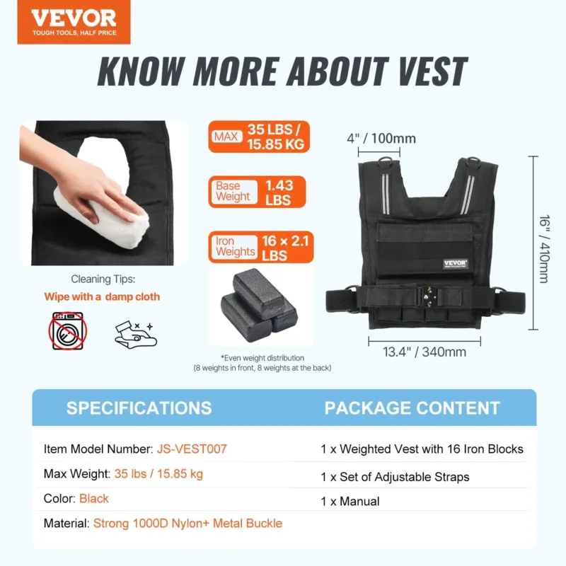 Reguleeritav raskusvest, 15,9 kg