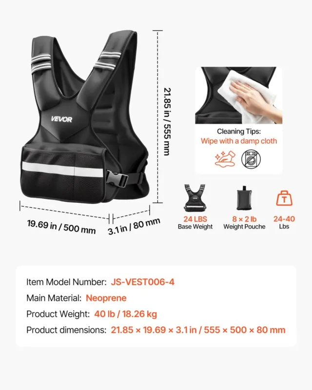 Reguleeritav raskusvest, 18,3 kg, 555 x 550 x 80 mm