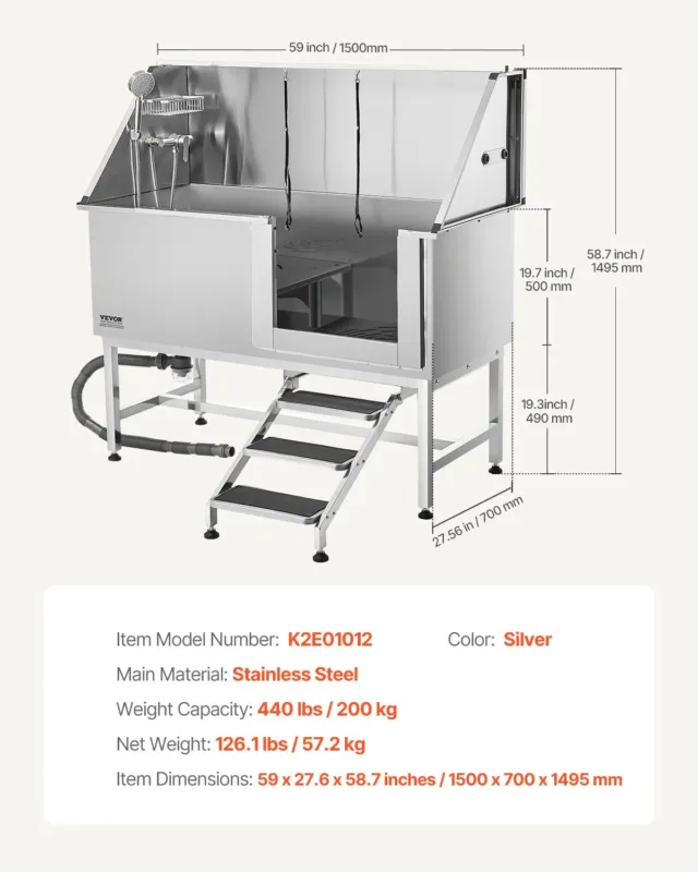 Roostevabast terasest koerapesujaam, 157,48 cm, 200 kg