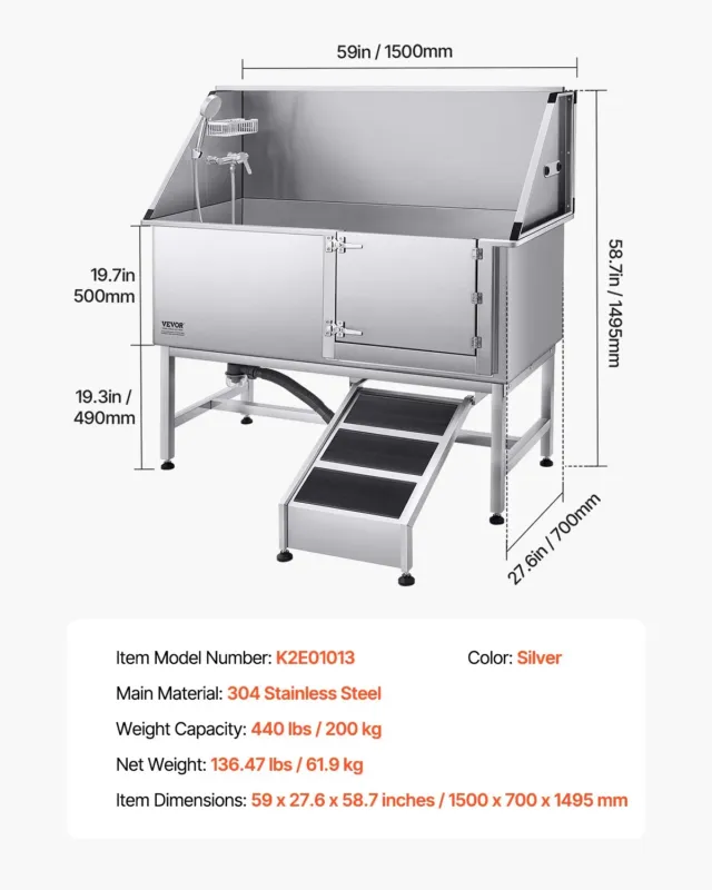 Roostevabast terasest koerapesujaam, 157,48 cm, 200 kg