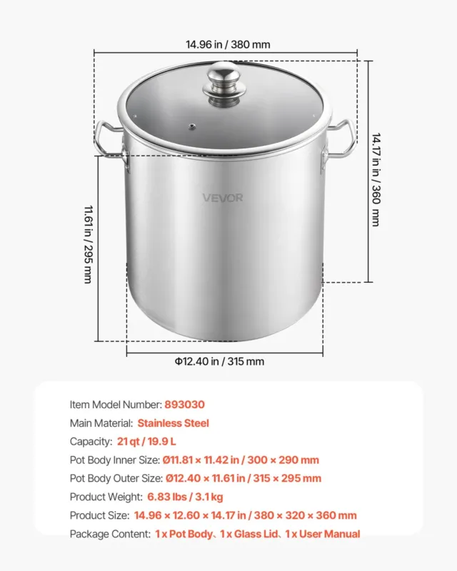 Roostevabast terasest pott 19,9 L