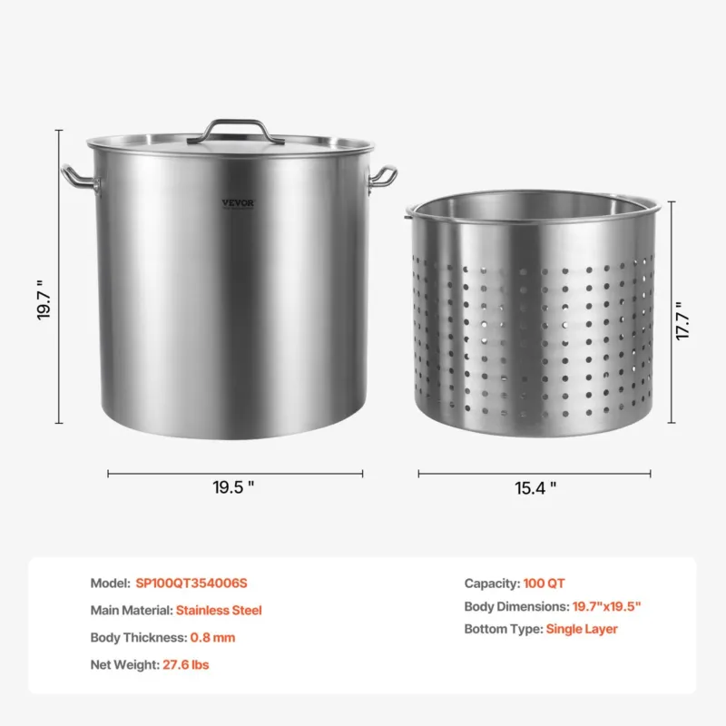 Roostevabast terasest pott 94,6 L